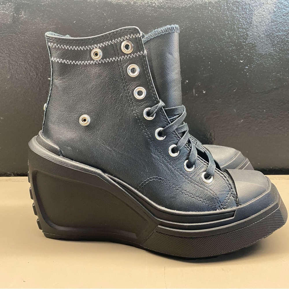 Converse Black Platform Wedge High-Top Sneakers